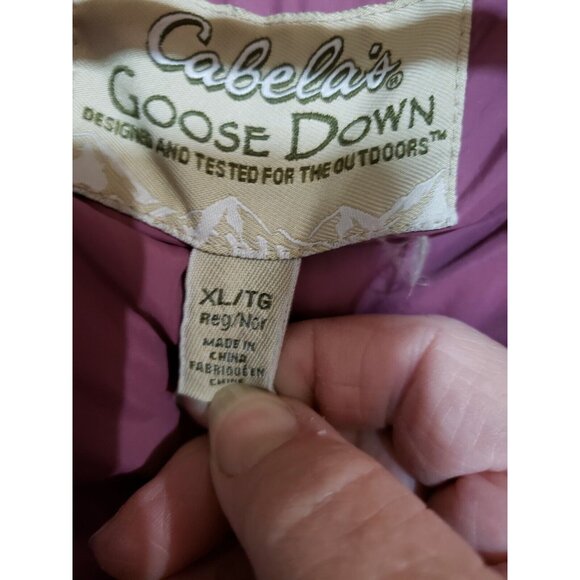 Cabela's Puffer Vest Premier Northern Goose Down XL Reg Brite Plum Snaps Pockets - Picture 5 of 9